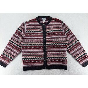 PENDLETON WOOL FAIR ISLE KNIT‎ CARDIGAN SWEATER BOXY L Cottagecore Grannycore